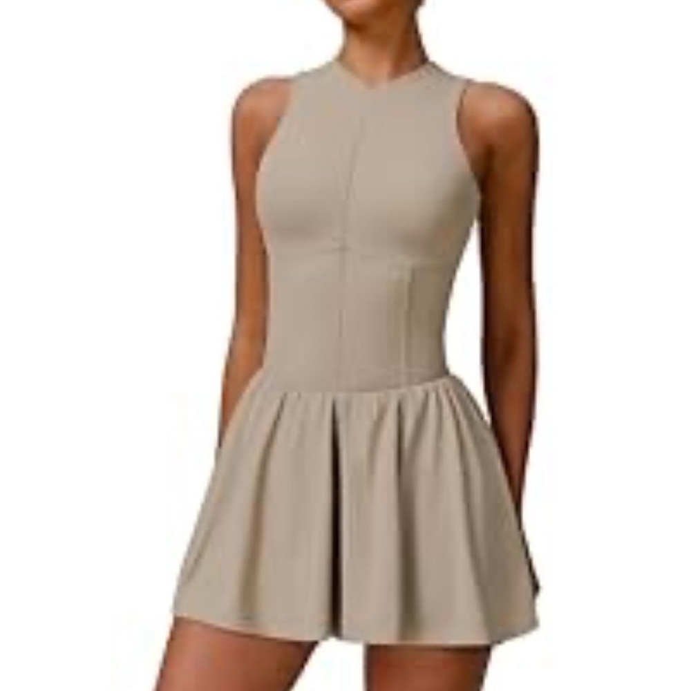 Chic Tan Sleeveless athletic  Mini Dress